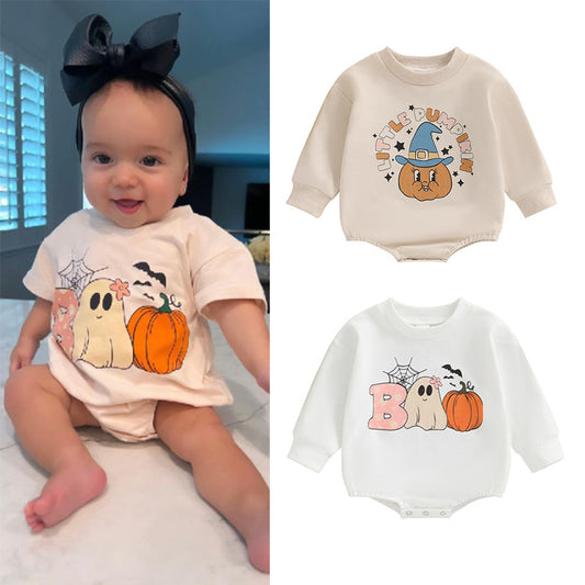Kids Baby Boys Girls Halloween Pumpkin Print Romper