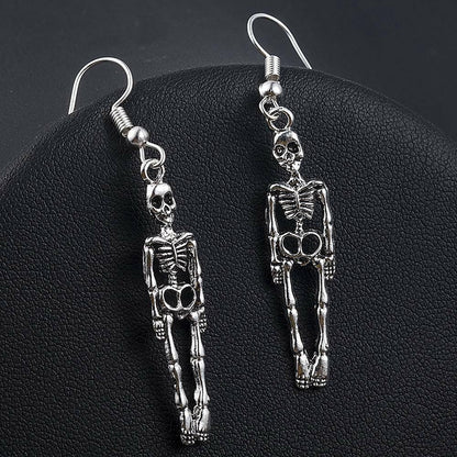 Pendientes de esqueleto de aleación de Halloween exagerados de moda para mujer