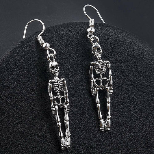 Pendientes de esqueleto de aleación de Halloween exagerados de moda para mujer