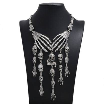 Collar de fantasma de Halloween exagerado estilo punk retro para mujer