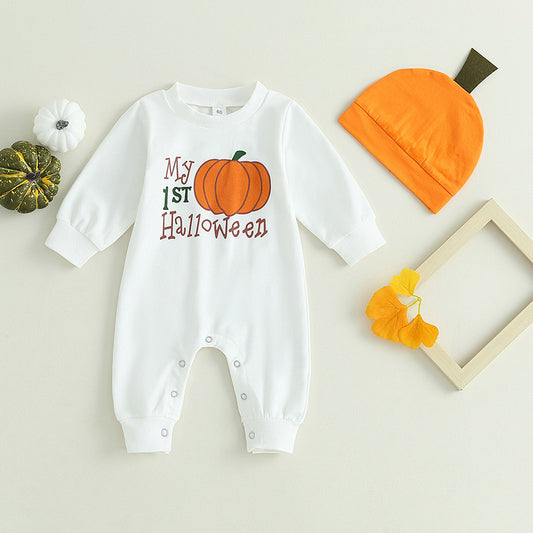 Kids Baby Long Sleeve Cotton Pumpkin Print Romper