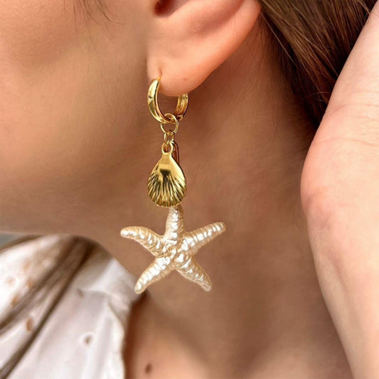 Ocean Holiday Style Alloy Starfish Sea Earrings