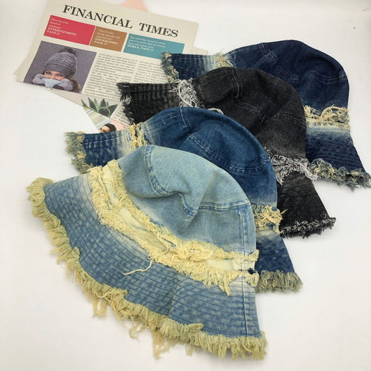 Women Fashion Retro Burr Denim Bucket Hats