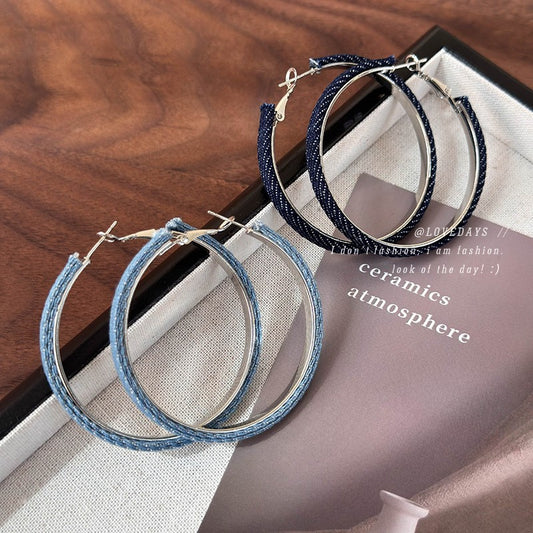 Fashion Simple Denim Circle Earrings
