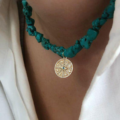 Bohemian Irregular Beaded Turquoise Necklace