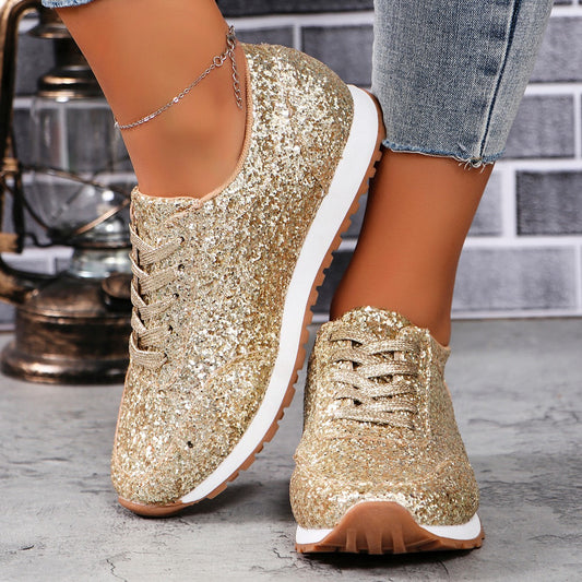 Plus Size Women's Sequined Flat Sneakers