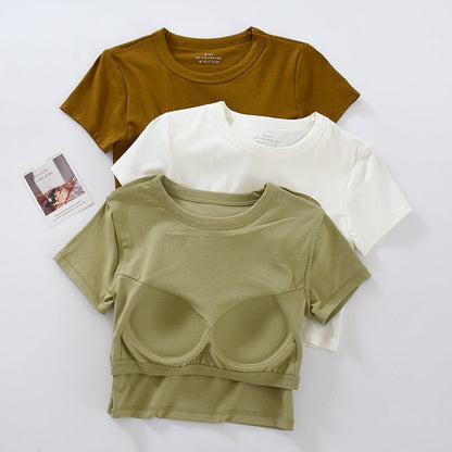 Women Fashion Solid Color Blank T-Shirt - Round Neck Short Sleeve