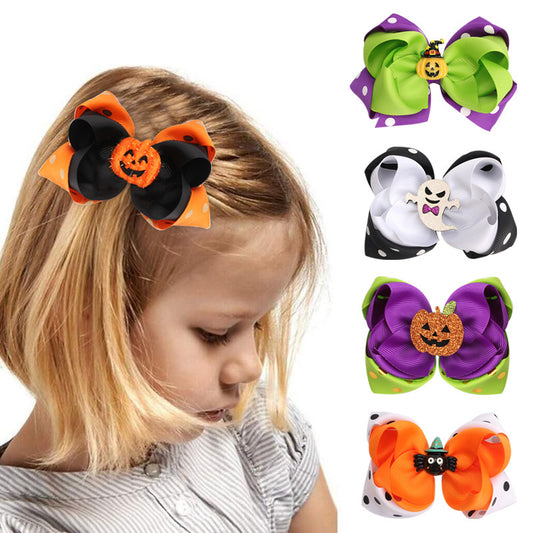 Halloween Funny Double Color Bow Hairpin for Children