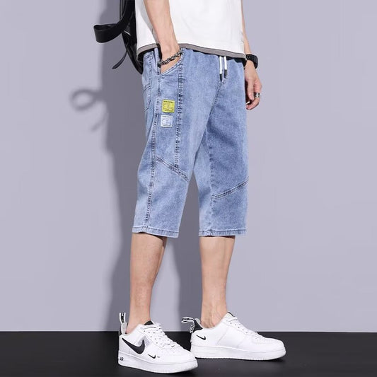 Pantalones cortos vaqueros rectos de algodón a la moda para hombre