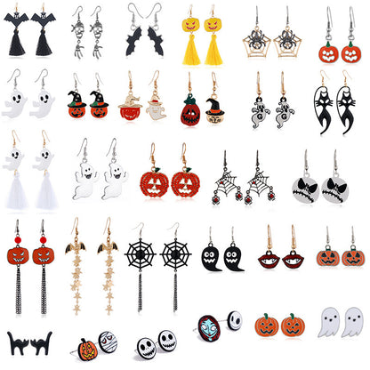 Halloween Women Fashion Drip Oil Spider Web Earrings