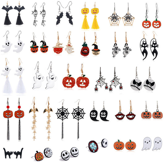 Pendientes de telaraña con aceite de goteo para Halloween para mujer