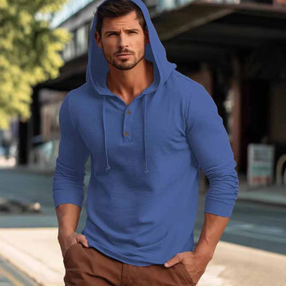 Men Casual Sport Solid Color Long Sleeve Hoodies
