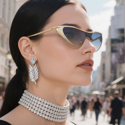 Gafas de sol todo en uno con forma de ojo de gato para mujer