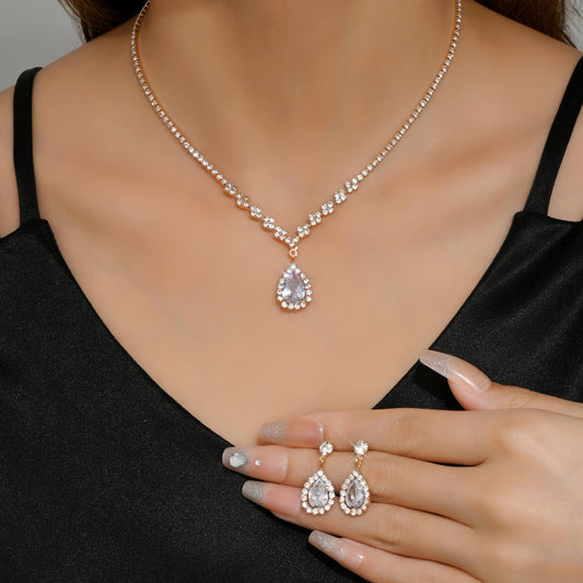 Fashion Rhinestone Zircon Jewelry Two-Piece Set