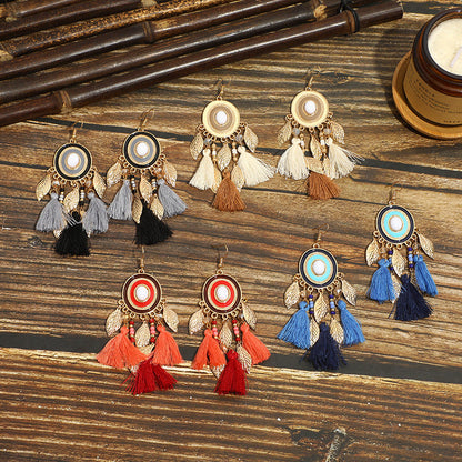 Pendientes con borlas retro de estilo étnico bohemio
