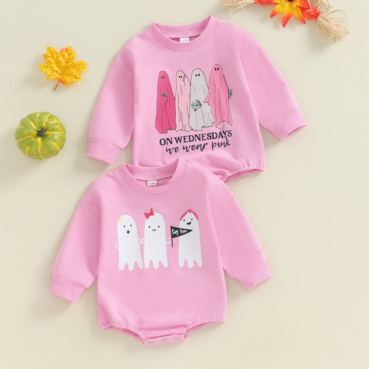 Kids Baby Girls Casual Halloween Cartoon Print Romper