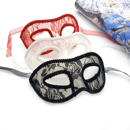 Masque d'Halloween demi-visage en dentelle à tête plate pour femme