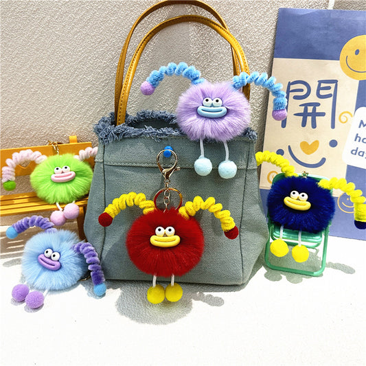 Llavero de peluche con forma de bolso de dibujos animados