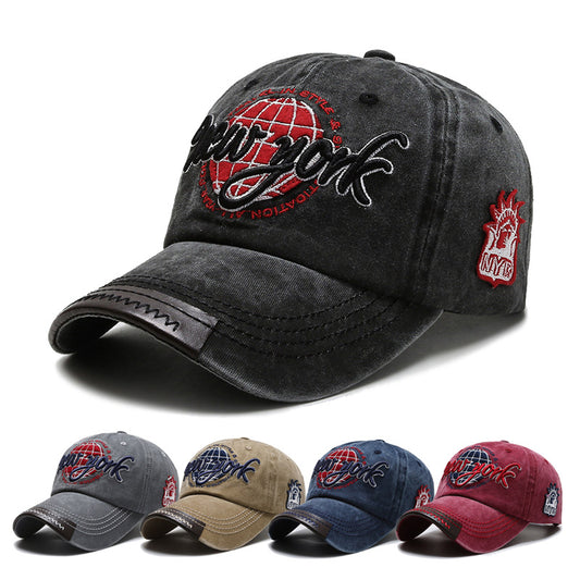 Gorra de algodón con letras bordadas vintage y estilo retro