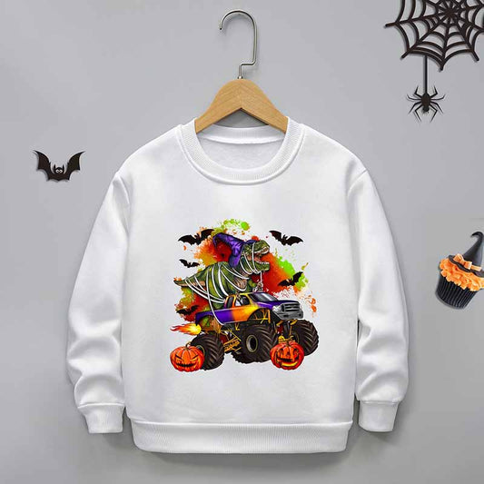 Kids Toddler Boys Girls Casual Halloween Print Fleece Sweatshirt