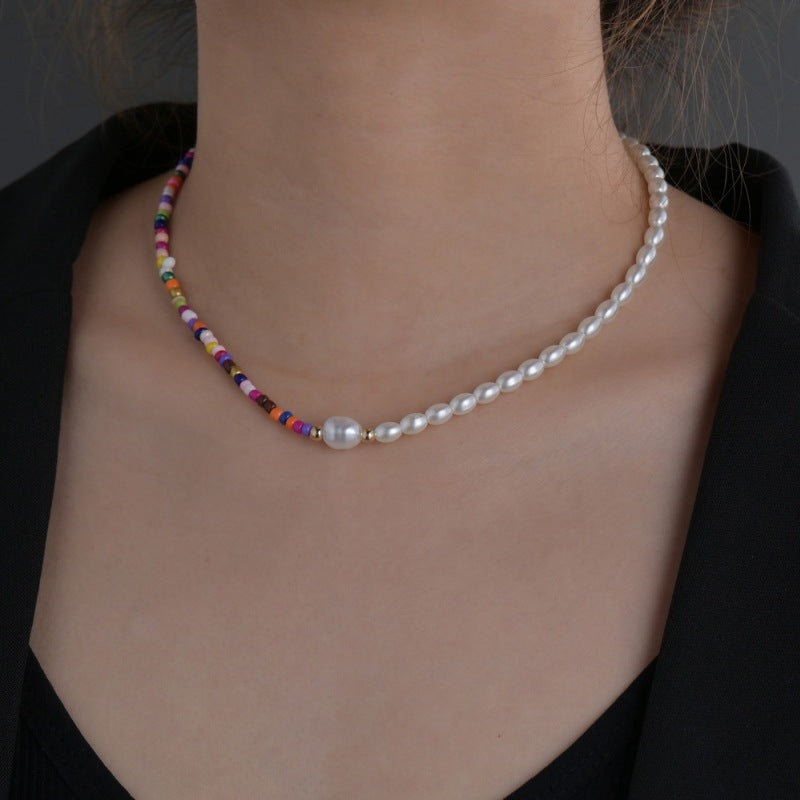 Collar de perlas multicolor bohemio