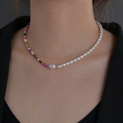 Collar de perlas multicolor bohemio