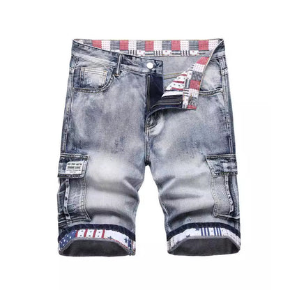 Short en jean décontracté pour homme avec plusieurs poches