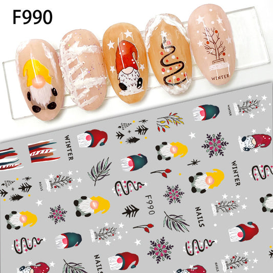Autocollants pour ongles motif élan et flocon de neige de Noël
