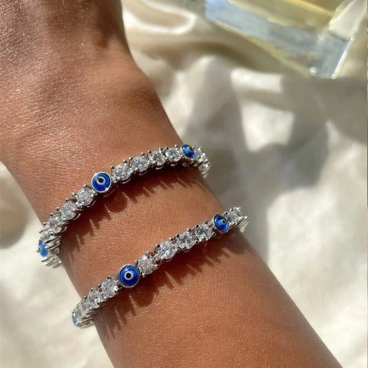 Pulsera Bohemia con Mal de Ojo y Diamantes de Imitación
