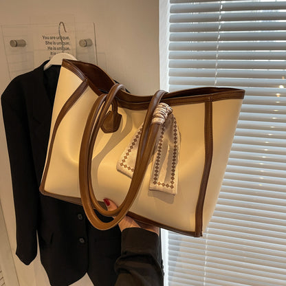 Large Capacity Casual Tote Bag - Color Contrast