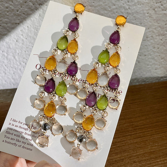 Pendientes bohemios de cuentas multicolores para mujer