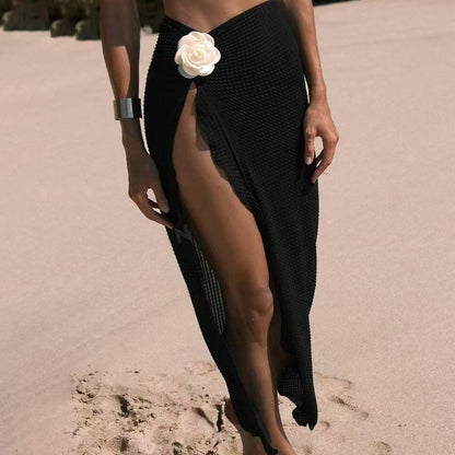 Maillot de bain une pièce sexy plissé à fleurs fendues