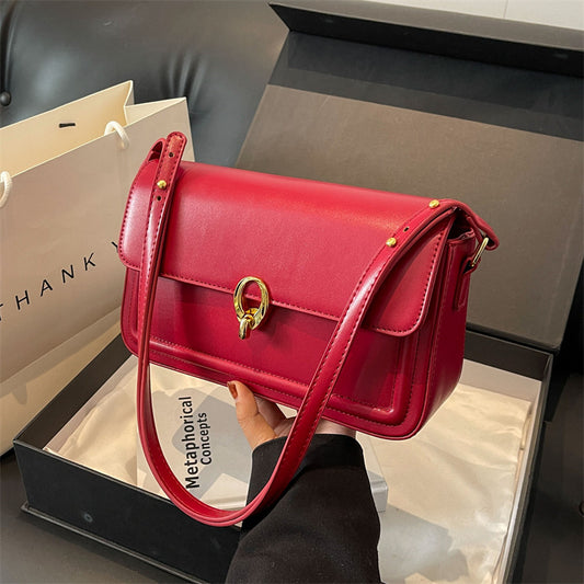 Fashion Solid Color Flip Square Shoulder Bag