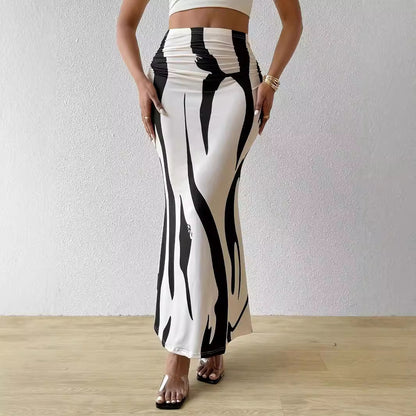 Falda de cintura alta ajustada con estampado sexy a la moda para mujer