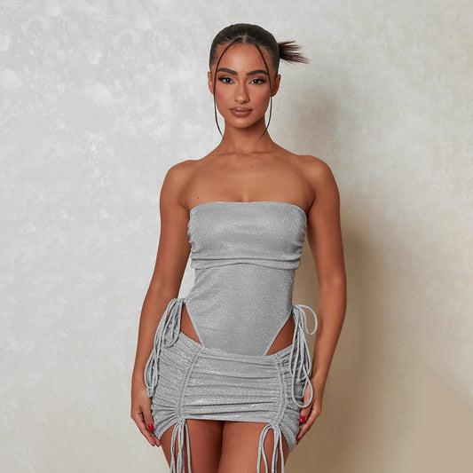 Women Fashion Sexy Bodysuits And Skirt Two-Piece Set