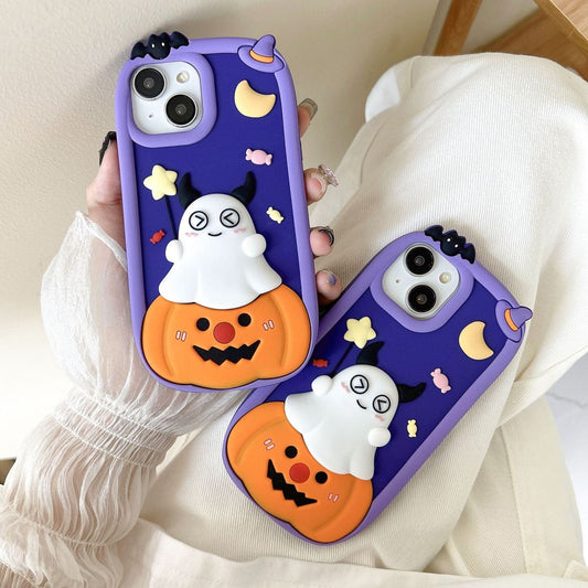 Women Cartoon Cute Halloween Ghost Pumpkin Phone Case