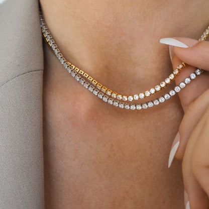 Collar de circonitas simple de moda para mujer, colgante geométrico de acero inoxidable