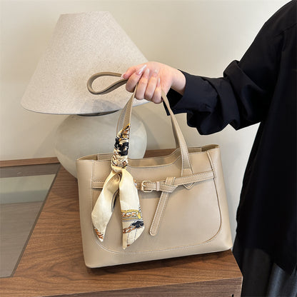Sac fourre-tout décontracté en PU de grande capacité pour femme, couleur unie