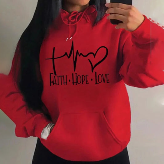 Women Fashion Casual Printed Long-Sleeve Hoodie