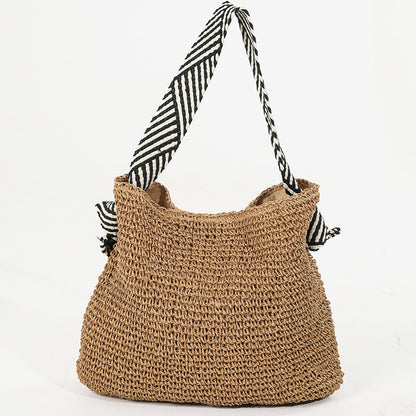 Bolso de hombro bohemio informal tejido de gran capacidad