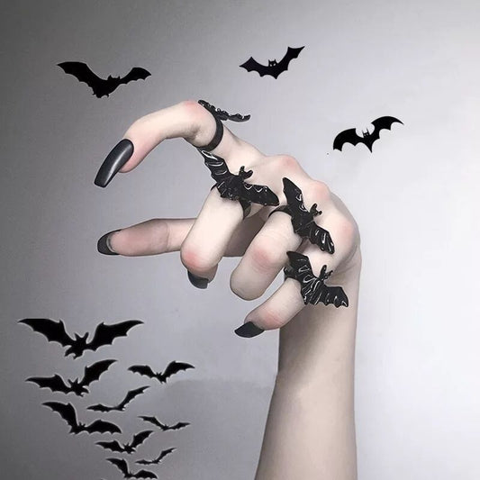 Bague chauve-souris ouverte gothique vintage pour femme Halloween