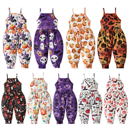 Kids Toddler Girls Boys Summer Casual Pumpkin Jumpsuit