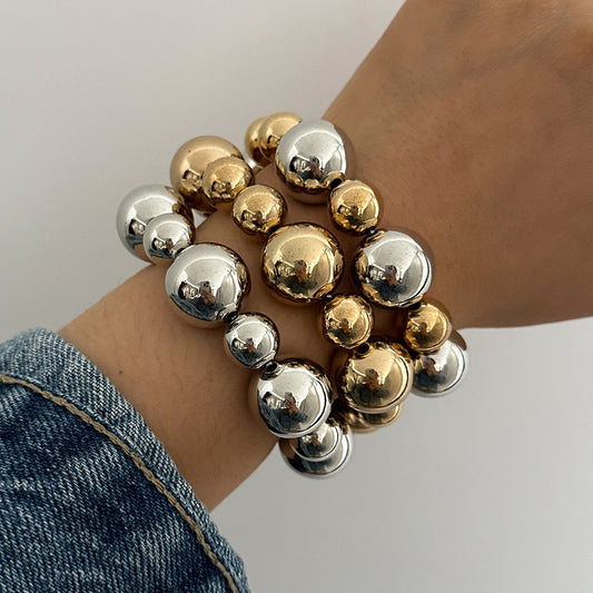 Women Fashion Exaggerated Punk Beaded Bracelet Set