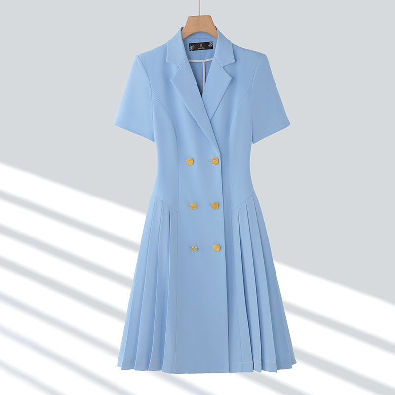 Women Fashion Casual Lapel Short-Sleeve Dress