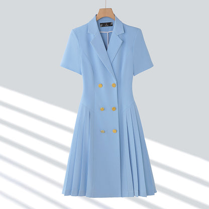 Women Fashion Casual Lapel Short-Sleeve Dress