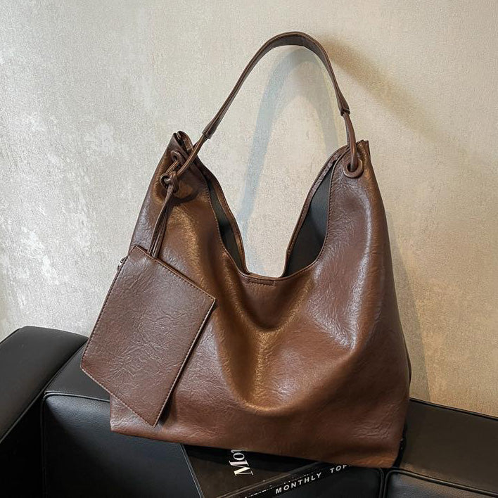 Bolso de mano informal de gran capacidad para mujer, de piel sintética, multicolor