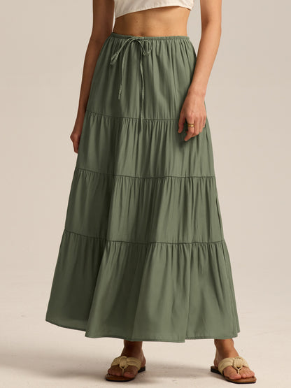 Women Fashion Solid Color Printed High Waist Skirt