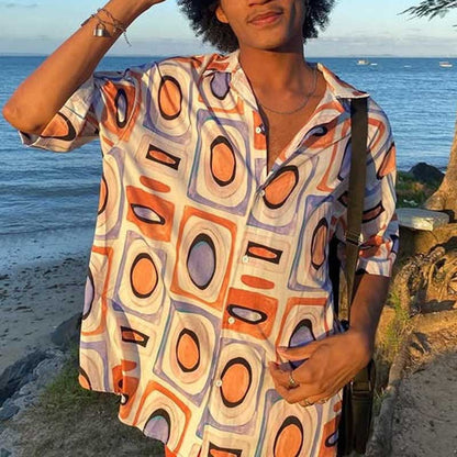 Camisa de manga corta a cuadros para hombre, estilo informal y vacacional, mezcla de algodón