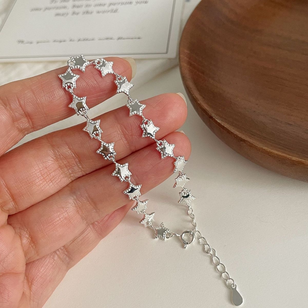 Pulsera de plata de ley con estrella de cinco puntas