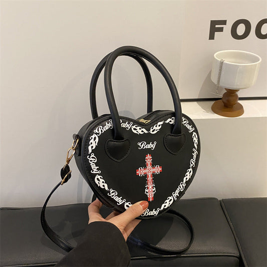 Studded Gothic Punk Heart Shoulder Bag